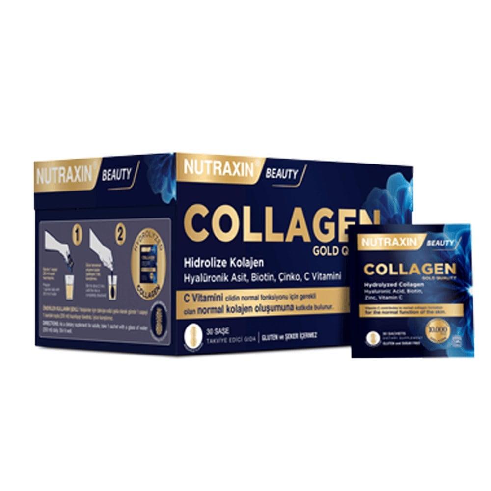 nutraxin collagen gold powder packaging, nutraxin collagen gold pineapple flavor sachets, nutraxin collagen nutritional ingredients table Nutraxin Collagen Gold Powder - Hydrolized Collagen | 30 Sachets Nutraxin Collagen Gold Powder - 10g Per Sachet nutraxin, collagen-powder, beauty-supplements, hydrolized-collagen, health-products, skin-care, vitamin-c, biotin, hyaluronic-acid, ai-generated