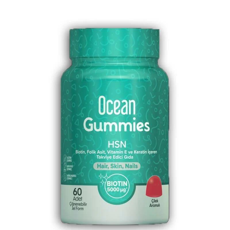 Ocean Gummies HSN Hair Skin Nails Supplement - 60 Count Chewable Jelly Vitamins for Beauty and Wellness - image 3