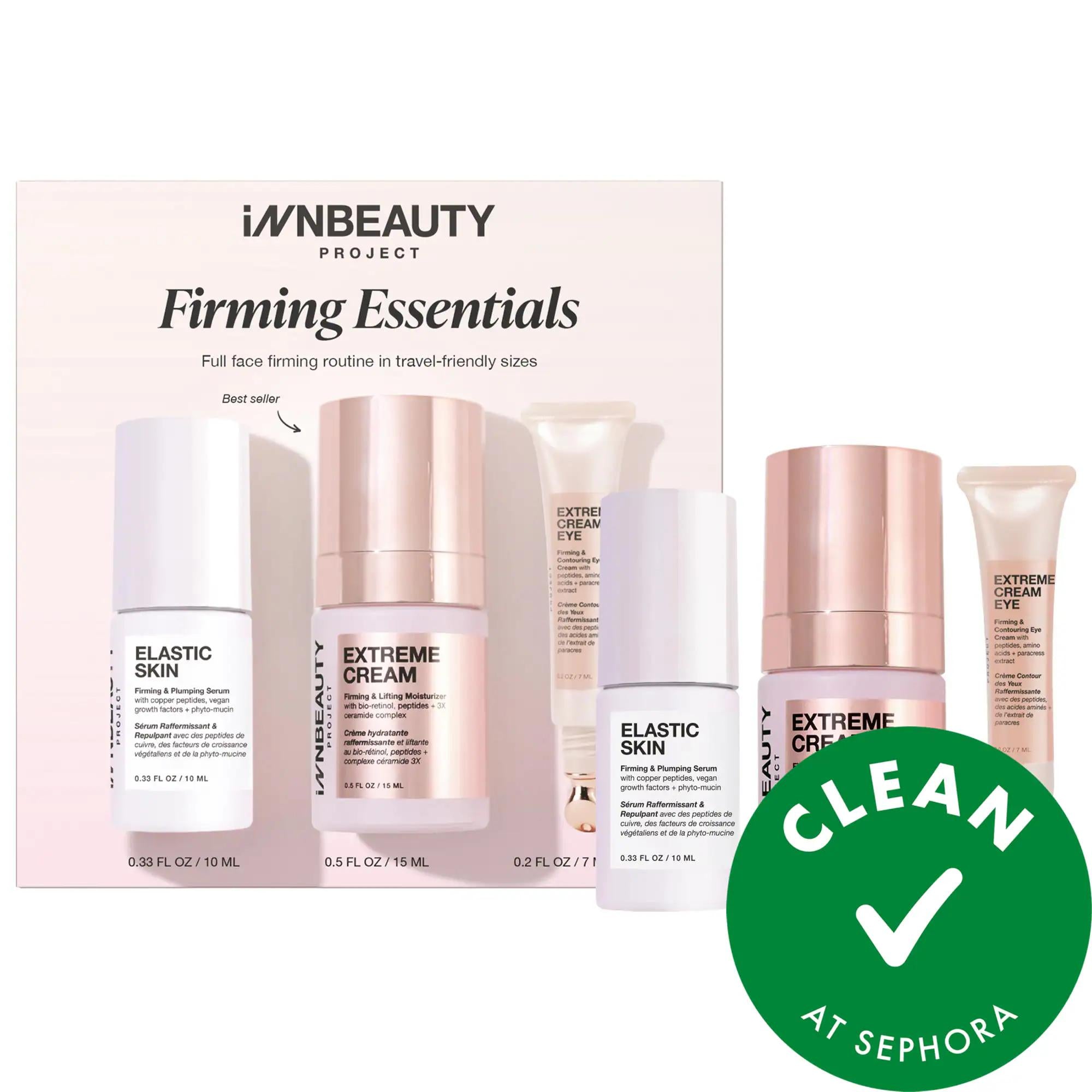iNNBEAUTY PROJECT Firming Essentials: Anti-Aging Travel Skincare Kit with Lifting Peptides & Bio-Retinol - Reduce Wrinkles, Lift & Contour Skin iNNBEAUTY Firming Travel Kit: Anti-Aging, Wrinkle Reduction firming skincare kit, anti-aging travel kit, lifting peptides serum, vegan skincare set, wrinkle reduction cream, bio-retinol skincare, contouring eye cream, travel size skincare, cruelty free skincare, elastic skin serum, skincare, travel kit, firming serum, eye cream, moisturizer, anti-aging skincare, wri