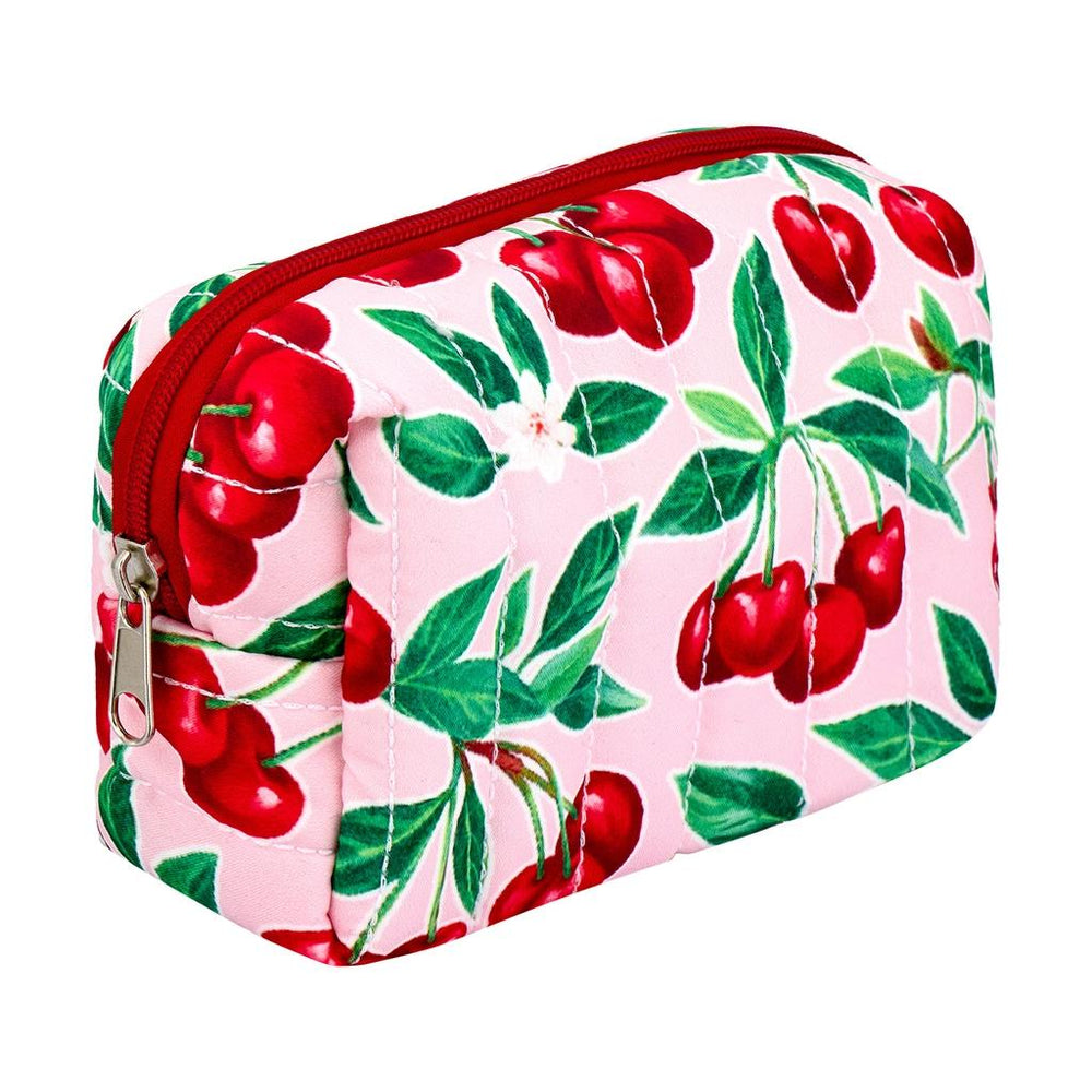 Eklips Cherry Quilted Makeup Bag for Travel and Storage