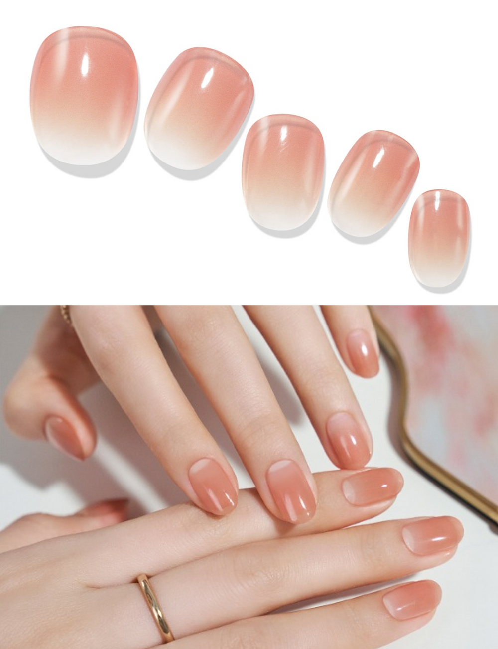 Gelato Factory Solar Cured Gel Nail Dry Rose Syrup 26 Strips