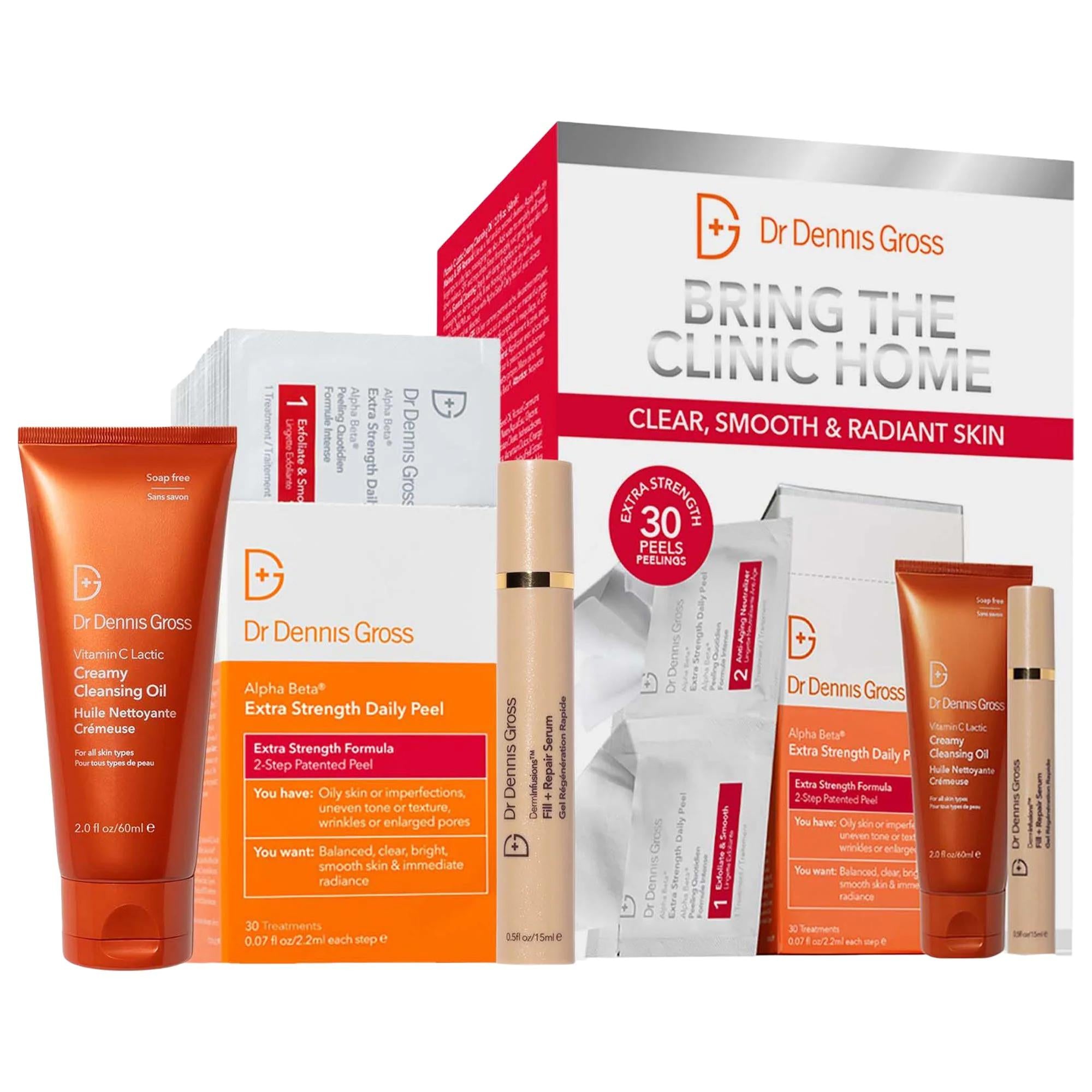 Dr. Dennis Gross: Alpha Beta® Extra Strength Daily Peel Kit - Exfoliate, Brighten & Renew Skin! Vegan, Cruelty-Free Skincare Dr. Dennis Gross Daily Peel Kit: Exfoliate & Renew for Radiant Skin! daily peel kit, exfoliating peel pads, vitamin c cleansing oil, anti-aging serum, uneven skin texture treatment, vegan skincare, cruelty-free skincare, dr dennis gross skincare, facial peel kit, skin radiance boosting kit, facial skincare kit, exfoliation, cleansing, hydration, skin texture improvement, radiance enha