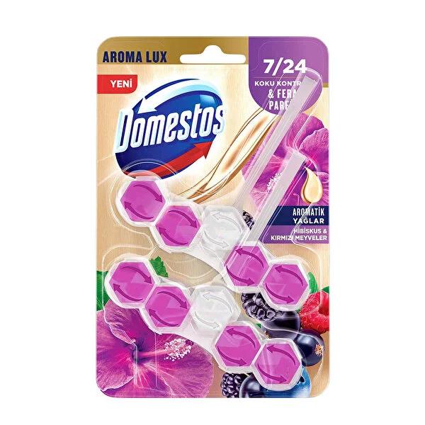 Domestos Aroma Lux Toilet Block - Hibiscus & Red Fruits Fragrance, Long-Lasting Freshness, Luxurious Toilet Experience Domestos Aroma Lux Toilet Block - Luxurious Freshness Toilet Block, Domestos Aroma Lux, Hibiscus & Red Fruits fragrance, Long-lasting toilet fragrance, Toilet hygiene products, Luxurious toilet experience, Bathroom freshness, Fragrance control, Toilet care, Hygiene products, Domestos products