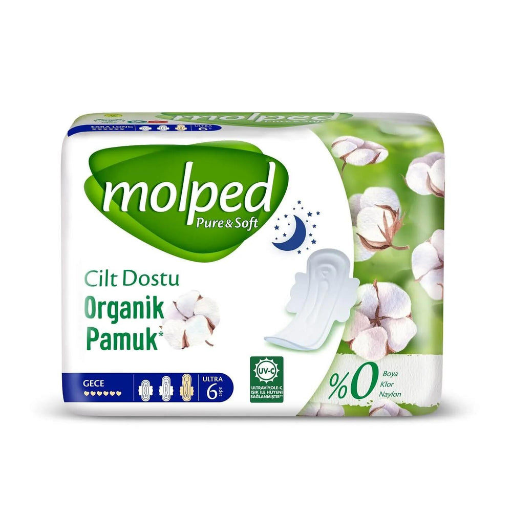 Molped Ultra Pure & Soft Night Sanitary Pads 6-Pack