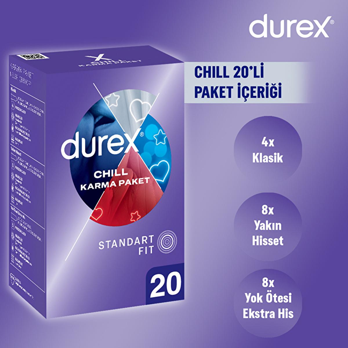 Durex Chill Condoms 20 Pack - Sensual Latex Condoms for Enhanced Intimacy &amp; Contraception Durex Chill Condoms 20 Pack - Enhanced Intimacy &amp; Safety Durex Chill condoms, contraception, STI protection, sensual condoms, Durex condoms 20 pack, latex condoms, safe sex, intimacy enhancers, sexual health, condom pack, adult protection, couple&#39;s health