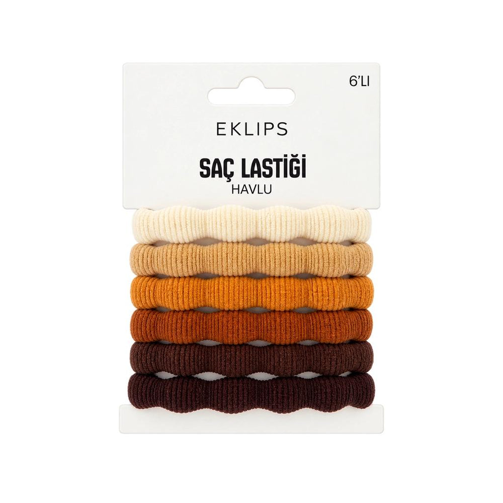 Eklips Earth Tones Towel Hair Clips 6-Pack