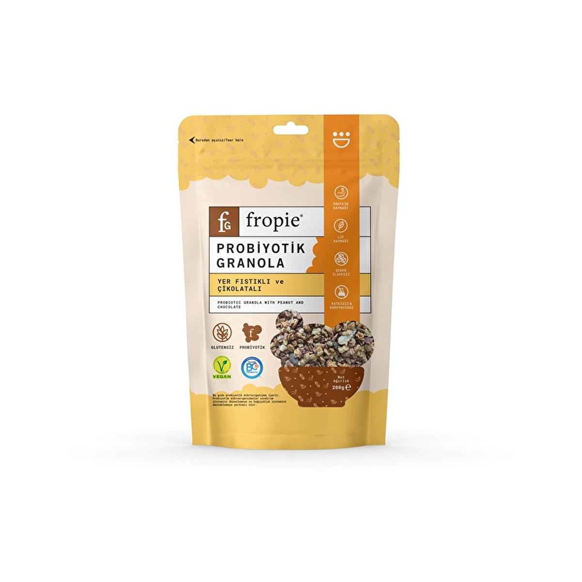 Fropie Probiotic Granola, Gluten-Free Vegan Snack Rich in Protein & Fiber - 200g Fropie Probiotic Granola - Gluten-Free Vegan Snack Probiotic Granola, Gluten-Free Snack, Vegan Granola, Healthy Snack, Fiber-Rich Food, Protein-Rich Snack, Natural Ingredients, Additive-Free, Preservative-Free, Gut Health, Digestive Well-being, Vegan Snack Options, Gluten-Free Options