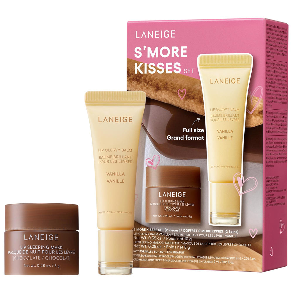 LANEIGE S'more Kisses Lip Care Set - Hydrating Lip Balm & Sleeping Mask Duo with Antioxidants LANEIGE S'more Kisses Lip Care - Hydrating Balm & Mask Lip Care Set, Hydrating Lip Balm, Lip Sleeping Mask, Antioxidant Lip Care, Natural Lip Products, Paraben-Free Cosmetics, Sulfate-Free Beauty Products, Vitamin C Lip Care, Lip Hydration, Skincare for Lips, Clean Beauty, Gift Sets, Lip Care Duo