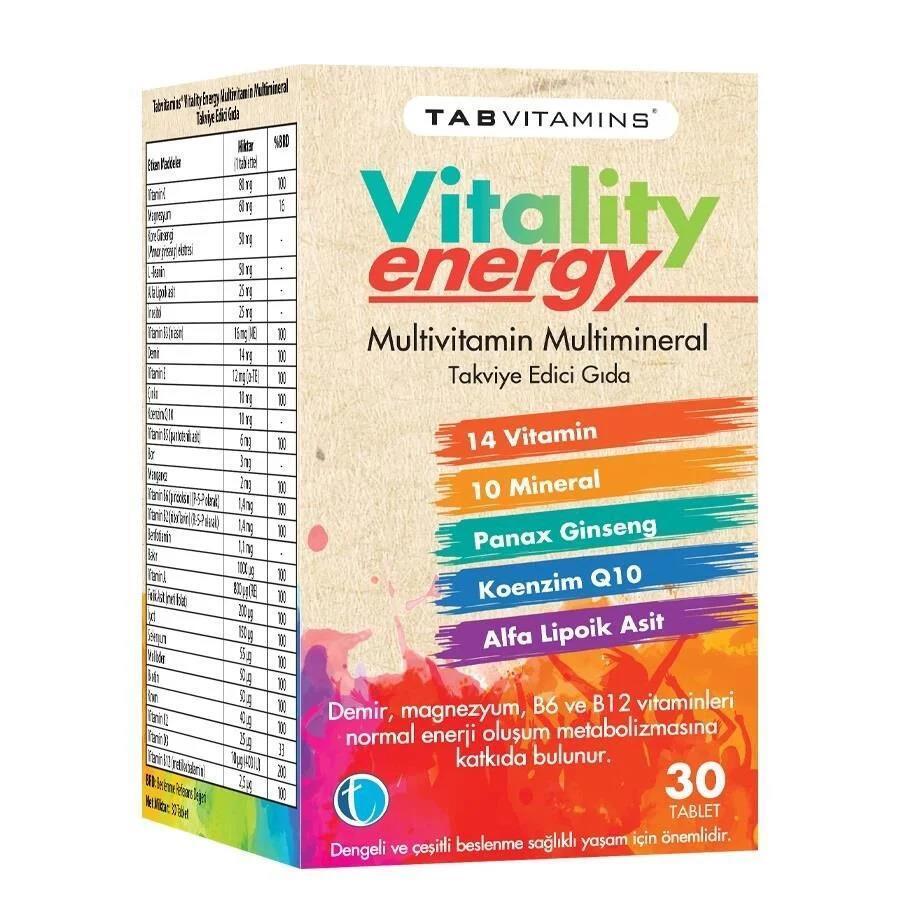 Tabvitamins Vitality Energy 30 Tablet Dietary Supplement for Energy Boost - Vitamin Tablets for - Vitamin & Supplement