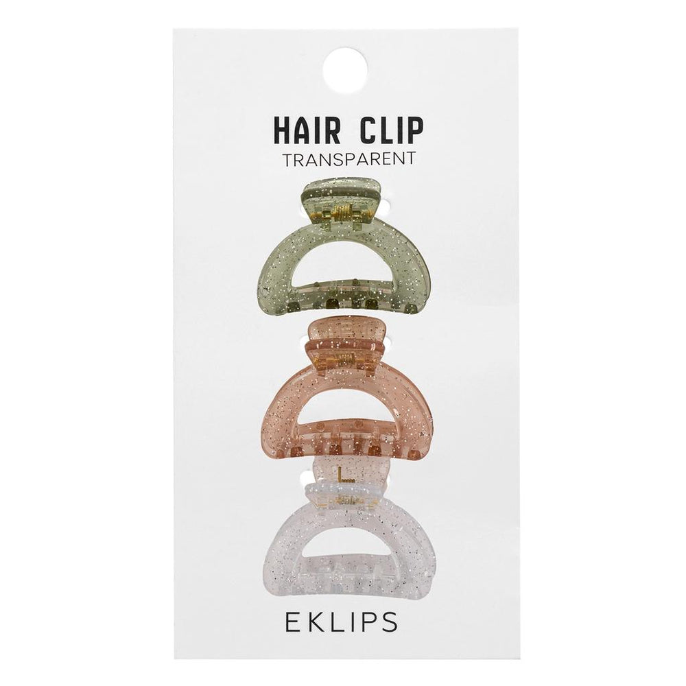 Eklips Clear Oval Hair Clips Set for Daily Styling 3-Piece