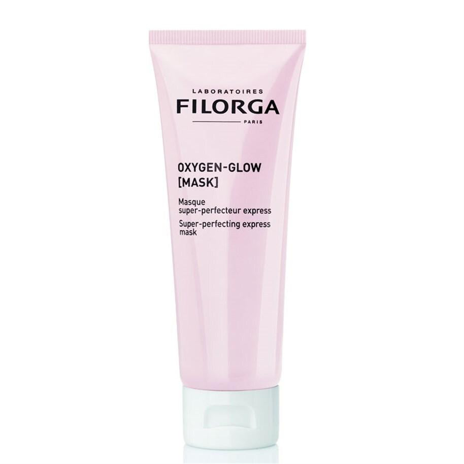 filorga oxygen glow perfecting mask packaging, application of filorga mask on face, the result of using filorga mask Filorga Oxygen Glow Perfecting Mask - Hydrating & Brightening | 75 ml Filorga Oxygen Glow Mask - Hyaluronic Acid Enriched filorga, skincare, beauty, hydrating-mask, glow-mask, anti-aging, hyaluronic-acid, facial-care, ai-generated, mask