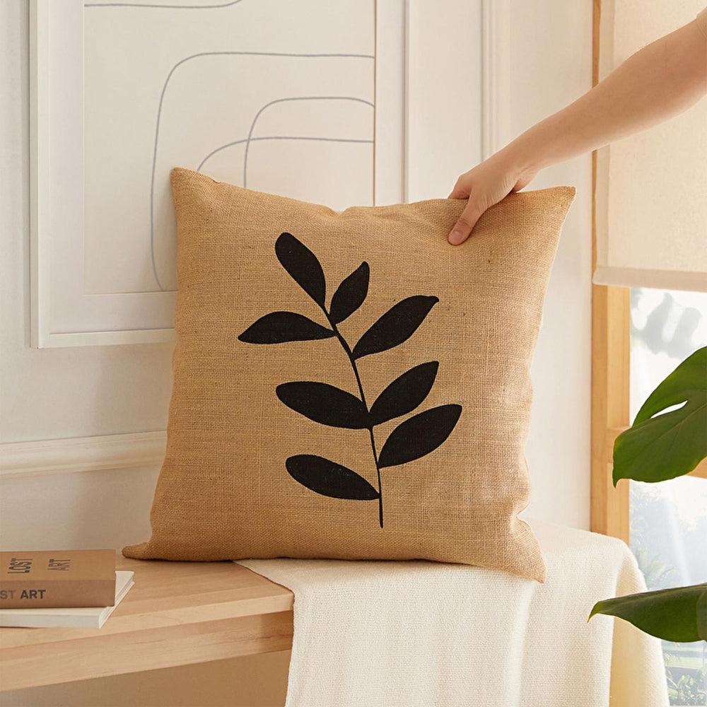 Ocean Home Jute Throw Pillow Cover Set - 2 Leaf Pattern 50x50cm - Natural Fiber, Boho, Rustic Decorative Cushion Covers Jute Pillow Cover Set - Boho Decor - Ocean Home jute pillow cover, throw pillow cover set, boho pillow cover, natural fiber pillow, organic pillow cover, decorative pillow cover, rustic pillow cover, jute cushion cover, leaf pattern pillow, 50x50 cm pillow cover, jute pillow, throw pillow, boho decor, natural fiber decor, organic decor, decorative pillows, rustic decor, jute cushion, cushi