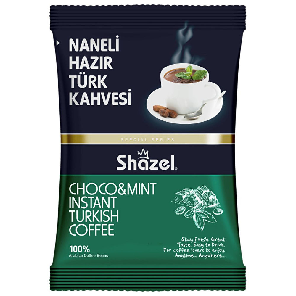 Shazel Instant Turkish Coffee Mix with Arabica - 100g, Convenient Coffee Solution with Milk & Chocolate - Food & Candy