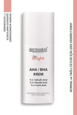 dermoskin be bright aha bha cream 33ml front view, dermoskin be bright packaging and texture Dermoskin Be Bright AHA/BHA Cream - Brightening & Smoothing | 33 ml Dermoskin Be Bright AHA/BHA Cream 33 ml - Brightening & Smoothing dermoskin, aha-bha-cream, skincare, brightening, anti-aging, uneven-skin-tone, exfoliation, youthful-skin, hydrating-cream, ai-generated