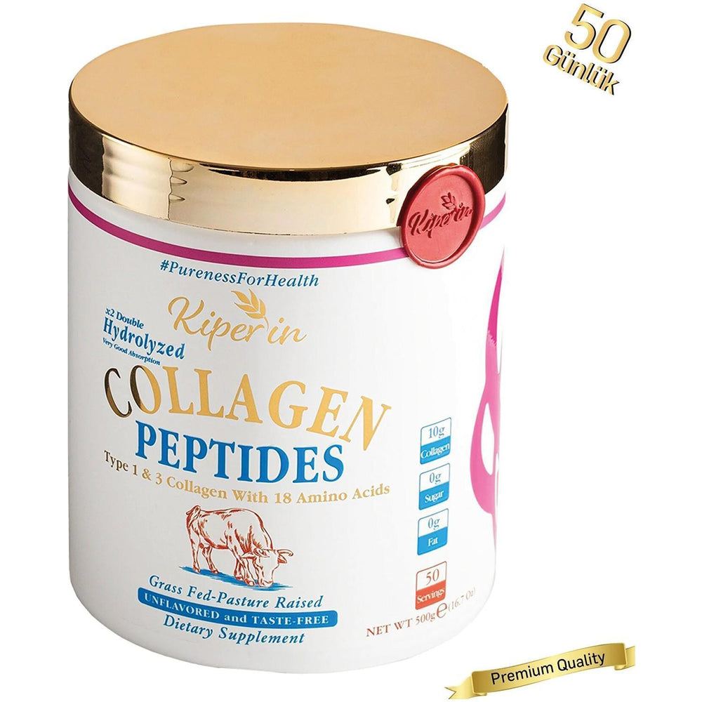 Kiperin Collagen Peptides 50-Day Supply - 500g Collagen Supplement for Skin Health & Anti-Aging - Vitamin & Supplement