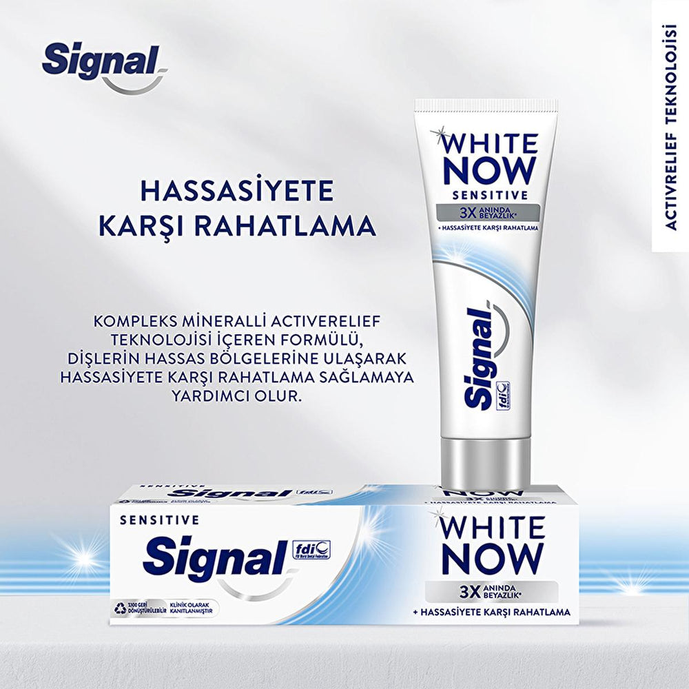 Signal White Now Sensitive Toothpaste for Sensitive Teeth - Instant Whitening & Sensitivity Relief - 2.54 fl oz - Toothpaste