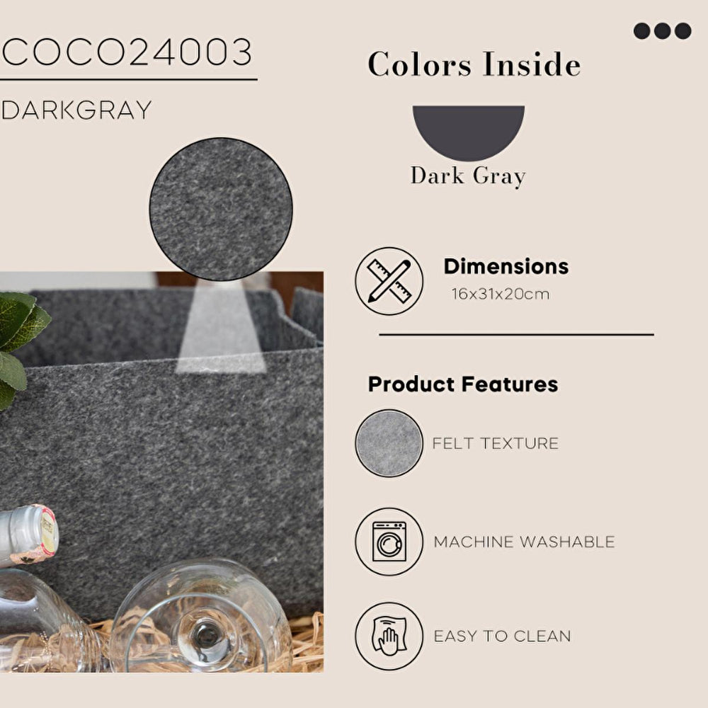 Coco Clementine Felt Storage Basket - Modern Home Organization Solution for Clothes, Toys, and Office Supplies - view 3