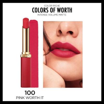 Loreal Paris Color Riche Colors of Worth Intense Volume Matte Lipstick - 100 Pink Worth It, Long Lasting & Moisturizing Loreal Paris Color Riche Matte Lipstick - Long Lasting & Moisturizing Loreal Paris Color Riche, Matte Lipstick, Hyaluronic Acid Lipstick, Long Lasting Lip Color, Moisturizing Lipstick, Lip Care, Cosmetics, Makeup, Beauty Products, Lip Color, Matte Finish, Hydrating Lipstick, Fashion Makeup, Skincare for Lips