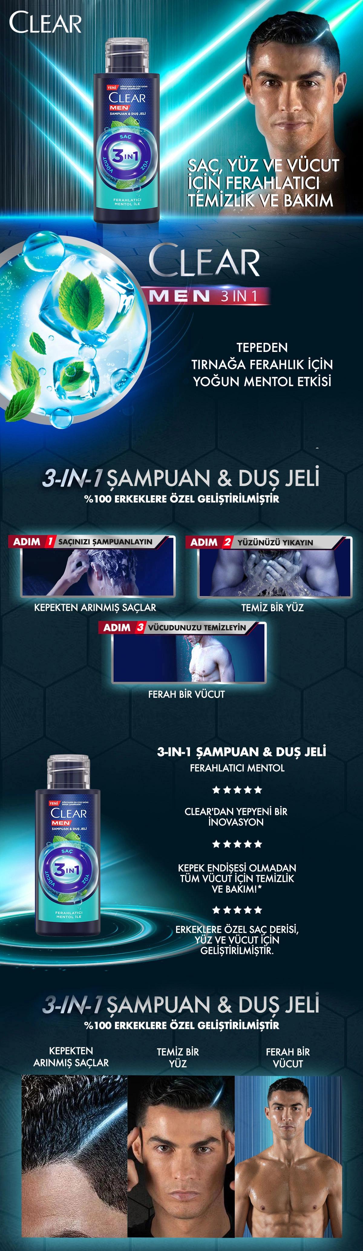 Clear Men 3-in-1 Menthol Shampoo &amp; Body Wash for Men 90ml