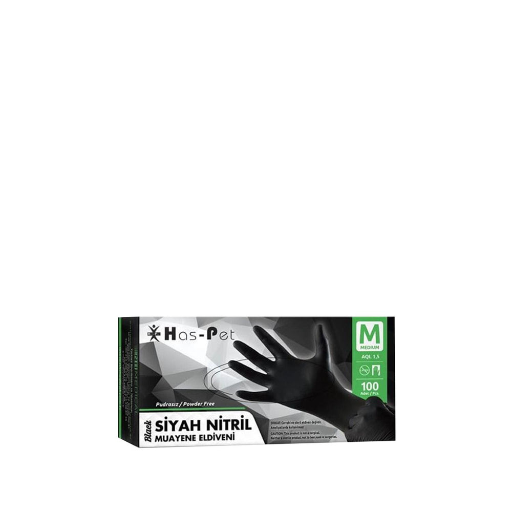 Has-Pet Black Nitrile Examination Gloves - Medium, 100 Count - Latex-Free, Puncture Resistant Medical Gloves Has-Pet Black Nitrile Examination Gloves - Medium, 100 Count Nitrile examination gloves, Medical gloves, Protective gloves, Black gloves, Medium size gloves, Bulk gloves, Latex-free gloves, Puncture resistant gloves, Medical professionals, Hygiene-sensitive tasks, Hand protection, Medical supplies, Healthcare professionals, Examination gloves