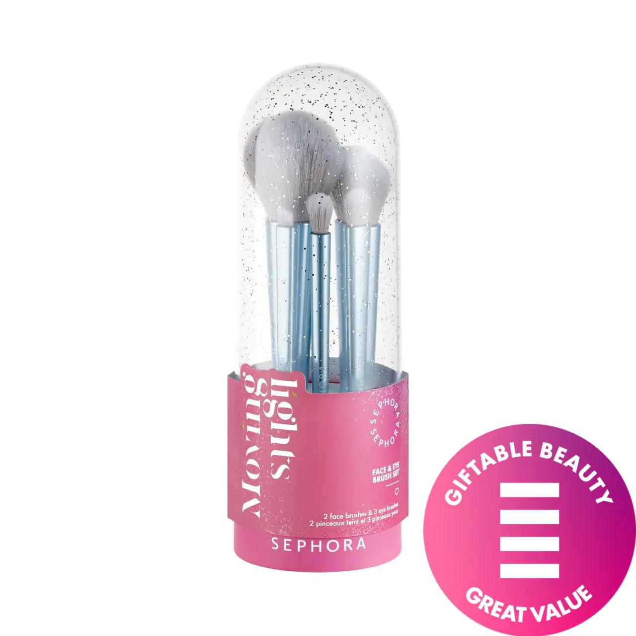 Sephora Collection: 5 PC Essential Face &amp; Eye Makeup Brush Set - Foundation, Powder, Eyeshadow, Crease &amp; Angled Brushes - Holiday Gift Set Sephora Makeup Brush Set - 5 Essential Face &amp; Eye Brushes makeup brush set, face brush set, eye brush set, foundation brush, powder brush, eyeshadow brush, crease brush, angled brush, makeup brush gift set, essential makeup brushes, makeup brushes, cosmetic brushes, face brushes, eye brushes, blending brush, contour brush, holiday gift, gift for her, makeup tools, beauty