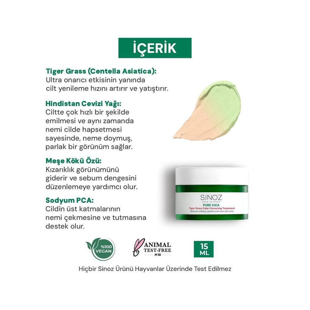 Sinoz Pure Cica Tiger Grass Color Correcting Face Cream 15 ml
