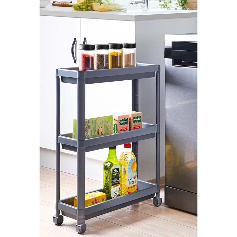 Decobella Narrow Storage Rack 3-Tier Wheeled Bathroom Kitchen Organizer - view 2