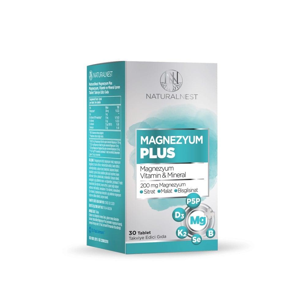 Naturalnest Magnezyum Plus - Magnesium, Vitamin D3 &amp; B6 Supplement for Adults - 30 Tablets - image 2