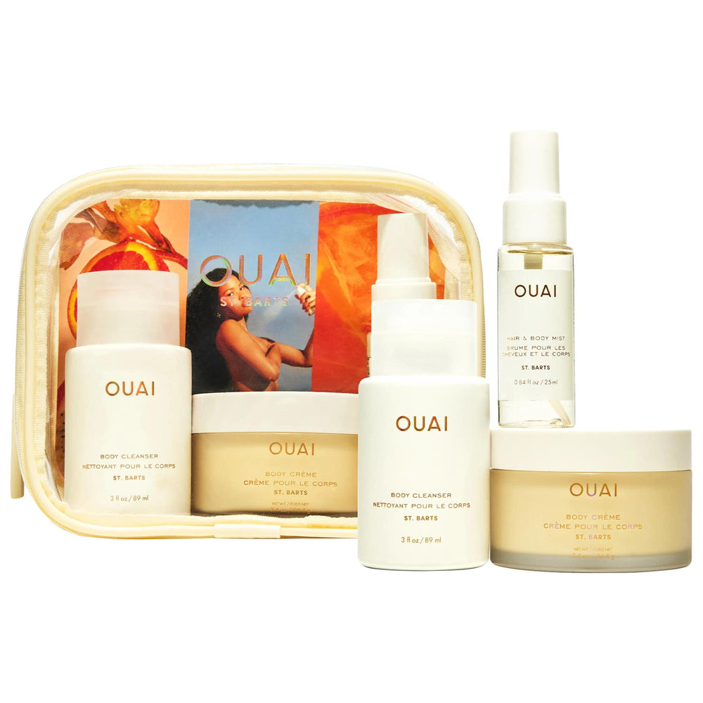 OUAI Mini St. Bart's Body Set - Luxurious Tropical Scented Skincare for Dry Skin, Hydrating Body Cream, Natural Ingredients OUAI Mini St. Bart's Body Set - Luxurious Tropical Skincare Body care set, Luxurious skincare products, Tropical scented body care, Hydrating body cream, Natural and clean body care products, Gluten-free, Cruelty-free, Skincare for dry skin, Gift sets for her