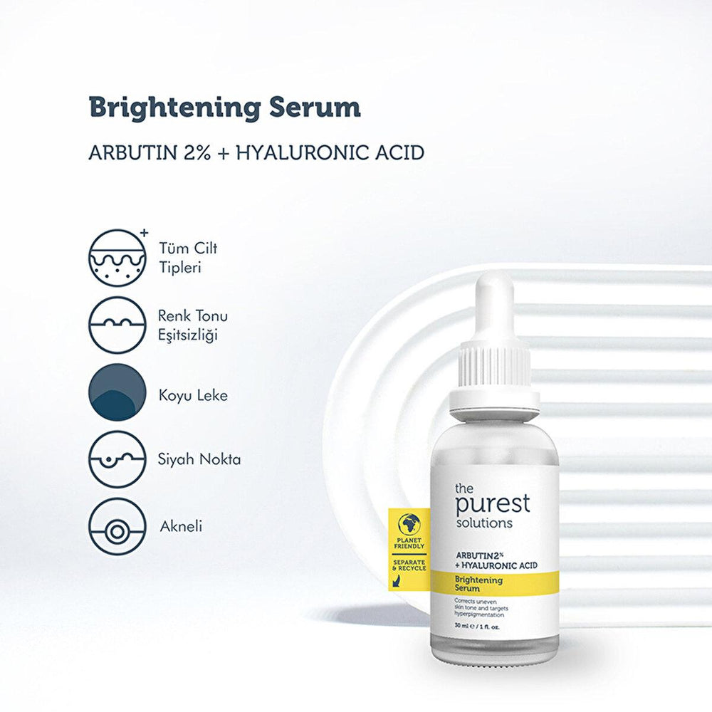 The Purest Solutions Skin Toning Serum - Brightens & Evens Skin Tone with Alpha Arbutin & Hyaluronic Acid - Face Serum