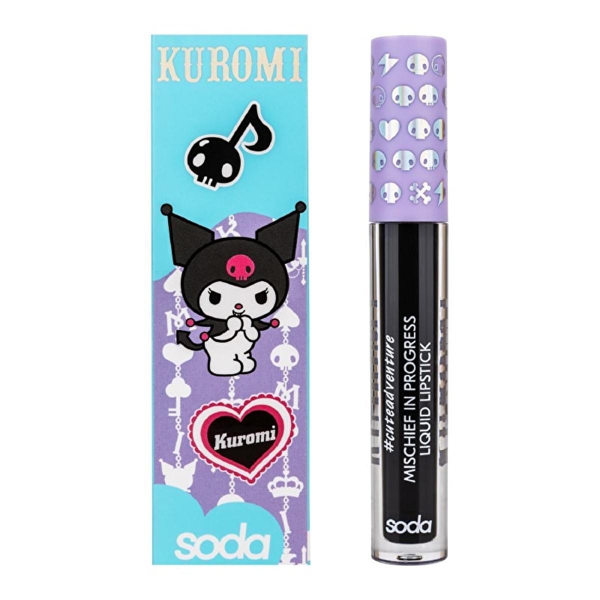 hello kitty black liquid matte lipstick, soda hello kitty lipstick packaging Soda Hello Kitty Liquid Matte Lipstick - Mischif In Progress | Black Soda Hello Kitty Liquid Matte Lipstick | Black liquid-lipstick, matte-lipstick, hello-kitty, soda-cosmetics, black-lipstick, makeup-enthusiasts, cosmetic-collection, kuromi-inspired, makeup, ai-generated