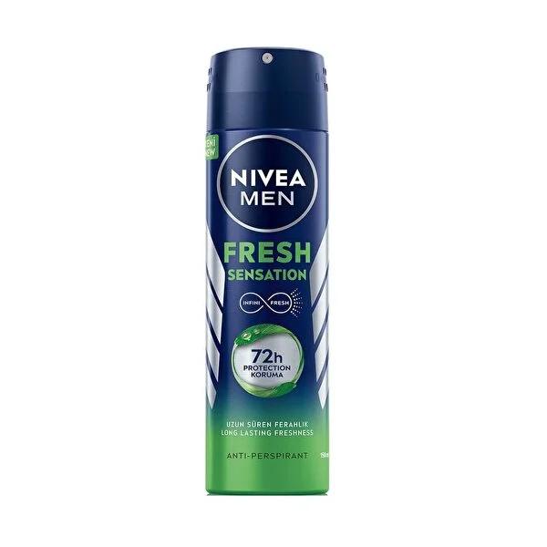 Nivea Men Fresh Sensation Deodorant Spray for Men - Long Lasting Freshness & 72-Hour Protection Nivea Men Fresh Sensation Deodorant Spray - 72Hr Protection Nivea Men Deodorant, Fresh Sensation Deodorant Spray, Long-lasting Deodorant Protection, Anti-perspirant Deodorant for Men, Dermatologically Tested Deodorant, Deodorant Spray for Men, Men's Grooming, Personal Hygiene, Long Lasting Freshness, 72-Hour Protection, Ethyl Alcohol-Free, Suitable for All Skin Types