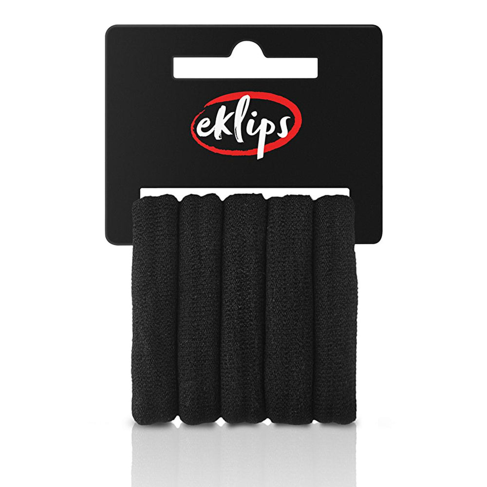 Eklips Large Black Hair Ties - 5-Pack for All Hair Types | Comfort & Durability - Hair Accessories