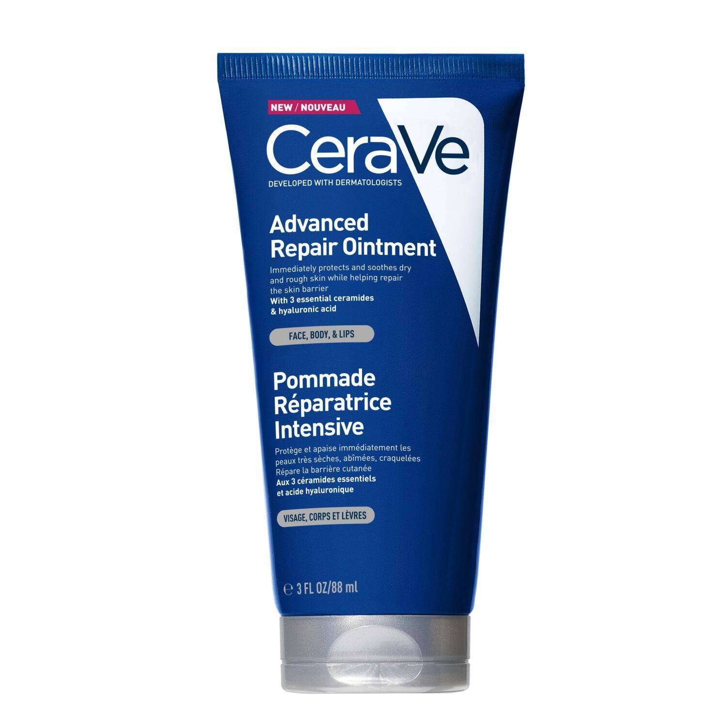 cerave advanced repair ointment 88ml front view, cerave ointment texture illustration Cerave Advanced Repair Ointment - Intense Moisture | 88ml Cerave Advanced Repair Ointment - Intense Moisture 88ml cerave, advanced-repair-ointment, moisturizer, ultra-hydrating, dry-skin-care, skin-repair, healing-ointment, hypoallergenic, sensitive-skin, ai-generated