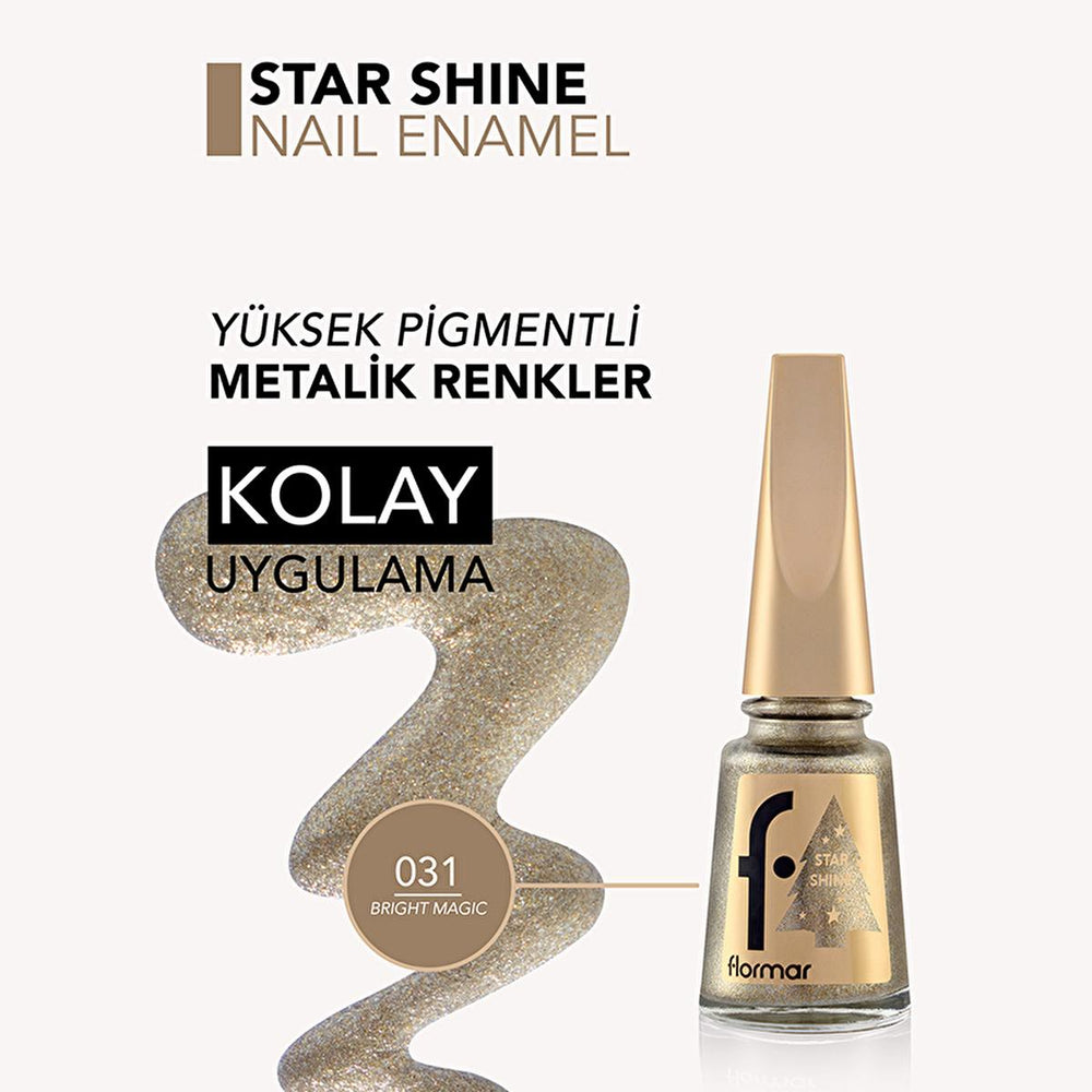 Flormar Star Shine Metallic Nail Polish - Highly Pigmented, Long-Lasting, Dramatic Nail Art - view 3
