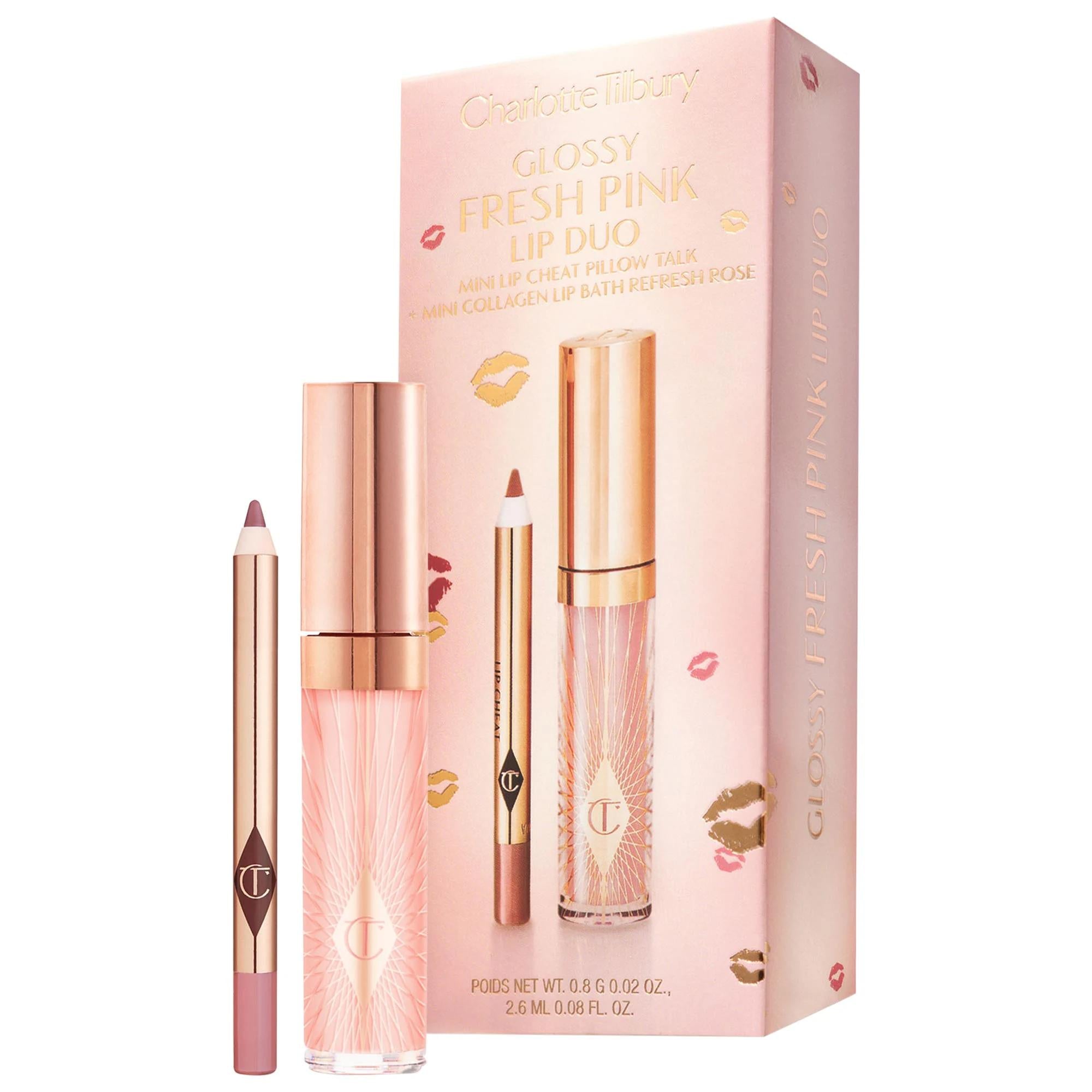 Charlotte Tilbury Mini Lip Gloss + Lip Liner Set: Iconic Nude &amp; Pillow Talk - Fuller Lips, High-Shine, Non-Sticky, Cruelty-Free Charlotte Tilbury Lip Set: Fuller Lips, High-Shine Gloss lip gloss set, lip liner set, collagen lip gloss, mini lip gloss, nude pink lip gloss, fresh pink lip gloss, lip contouring set, fuller lips makeup, cruelty-free lip gloss, non-sticky lip gloss, lip gloss, lip liner, collagen lip bath, mini lip liner, nude lip gloss, pink lip gloss, lip contouring, fuller lips, cruelty-free m