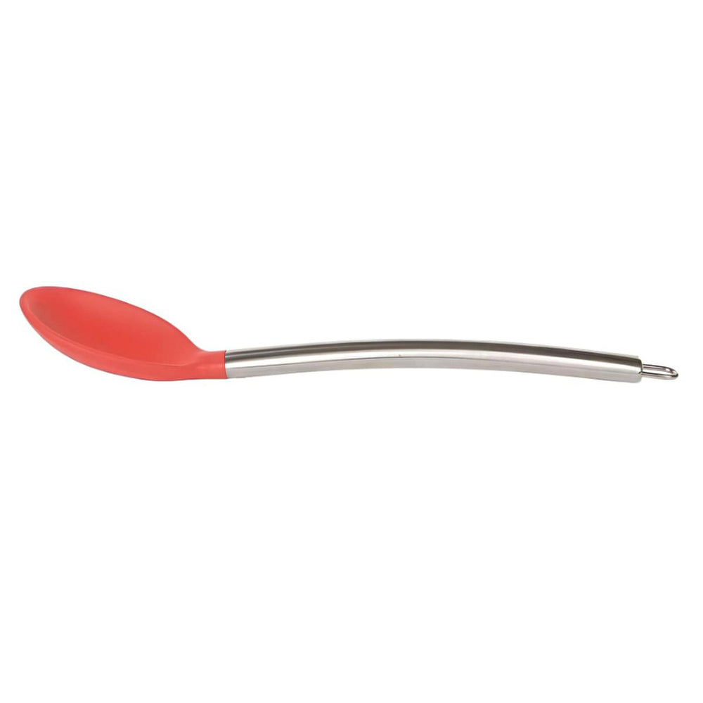 Lia Heat Resistant Silicone Kitchen Spoon - Stainless Steel Core, Easy Clean Cooking & Serving Utensil, Red - 13.39 inches Lia Silicone Kitchen Spoon - Heat Resistant, Easy Clean silicone spoon, kitchen spoon, heat resistant spoon, stainless steel spoon, cooking utensil, serving spoon, easy clean spoon, red silicone spoon, kitchen gadgets, heat proof spoon, cooking, kitchen, utensil, heat-resistant, stainless steel, easy to clean, red, silicone, kitchen tool, kitchenware, home cooking, baking, serving, stir