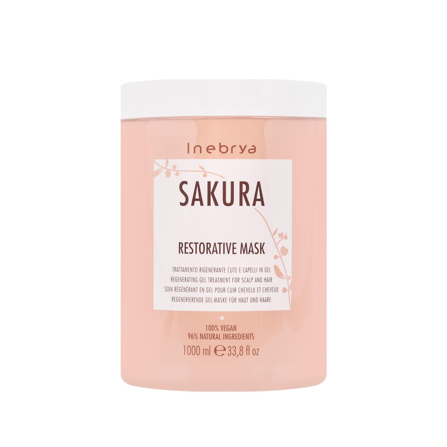 Inebrya Sakura Restorative Mask - 1000ml Hair Nourishment &amp; Restoration Treatment Inebrya Sakura Restorative Mask 1000ml - Hair Nourishment Treatment hair restorative mask, Sakura hair care, large capacity hair mask, hair nourishment treatment, Inebrya Sakura Restorative Mask, hair restoration, nourishing hair mask, jel hair treatment, 1000ml hair care, restorative hair care, hair repair mask, Sakura essence hair treatment