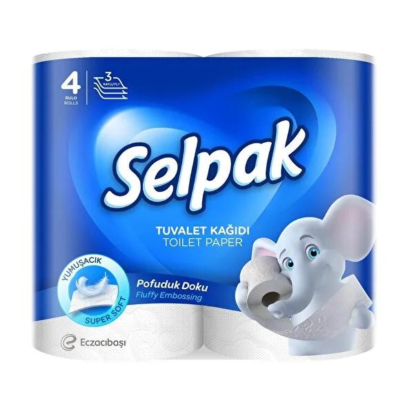 Selpak 4-Pack Hygienic Toilet Paper - 3 Layered for Durability &amp; Absorbency Selpak 4-Pack Toilet Paper - Hygienic &amp; Durable Toilet Paper, Hygienic Toilet Paper, Selpak Toilet Paper, 4-pack Toilet Paper, Healthy Bathroom Solutions, Bathroom Essentials, Hygiene Products, Household Supplies, Family Care, Cleanliness Solutions