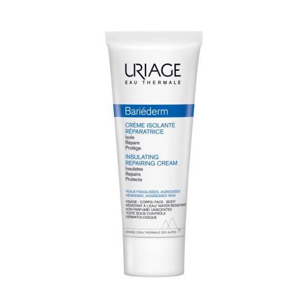 uriage insulating repairing cream 75ml front view, uriage insulating repairing cream texture close-up Uriage Insulating Repairing Cream - Skin Protection | 75ml Uriage Insulating Repairing Cream - Skin Protection 75ml uriage, moisturizer, skin-repair, barrier-cream, children-skin-care, adult-skin-care, hydrating-cream, daily-use, sensitive-skin, ai-generated