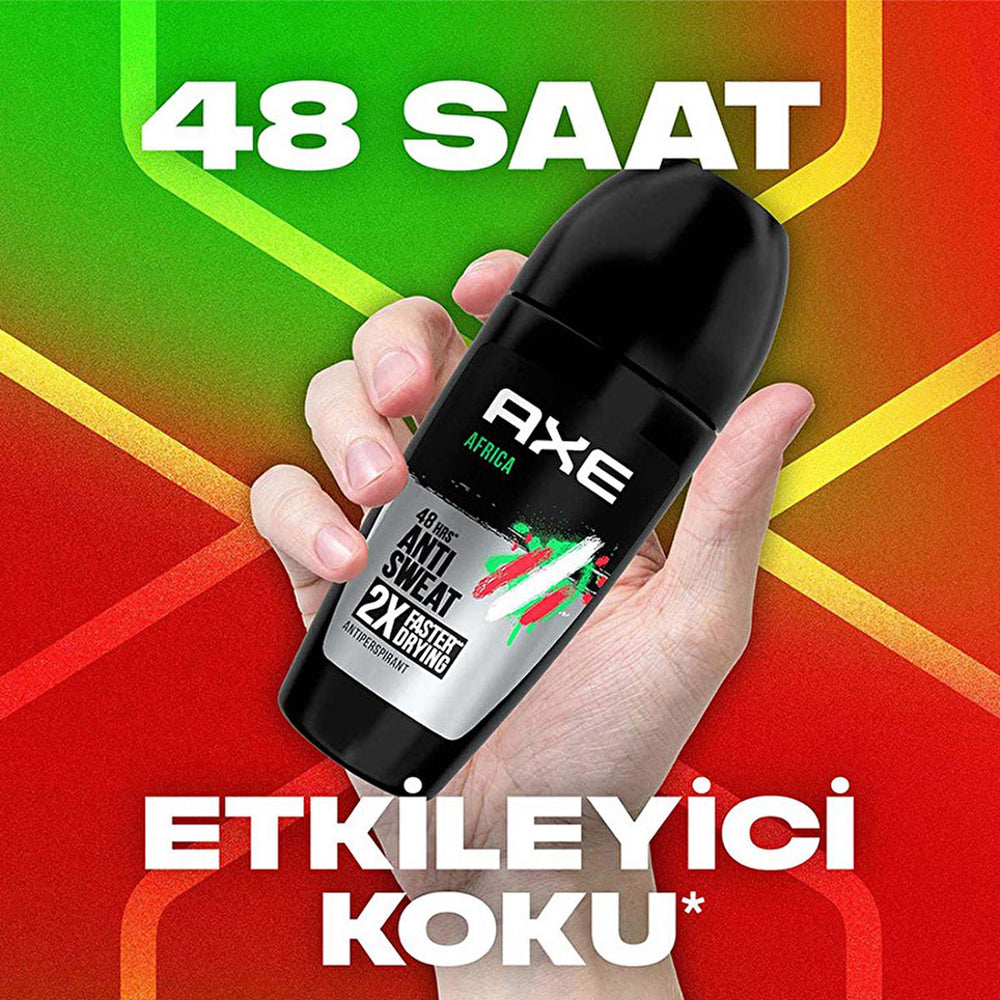 Axe Men's 48-Hour Protection Roll-On Deodorant with Africa Fragrance - Long Lasting Anti-Perspirant for Men Axe Men's 48-Hour Roll-On Deodorant - Africa Fragrance men's roll-on deodorant, 48-hour sweat protection, Axe Africa fragrance, long-lasting deodorant, male grooming products, anti-perspirant, personal care, hygiene products, vanilya fragrance, mandalina notes, quick drying deodorant