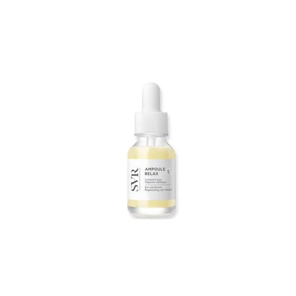 svr ampoule relax night eye care 15ml bottle, application of svr ampoule relax gel around eyes SVR Ampoule Relax Eye Care - Night Treatment | 15ml SVR Ampoule Relax Night Eye Care - 15ml svr, eye-care, night-treatment, skincare, dark-circles, puffiness, adults, beauty-routine, gel-cream, ai-generated