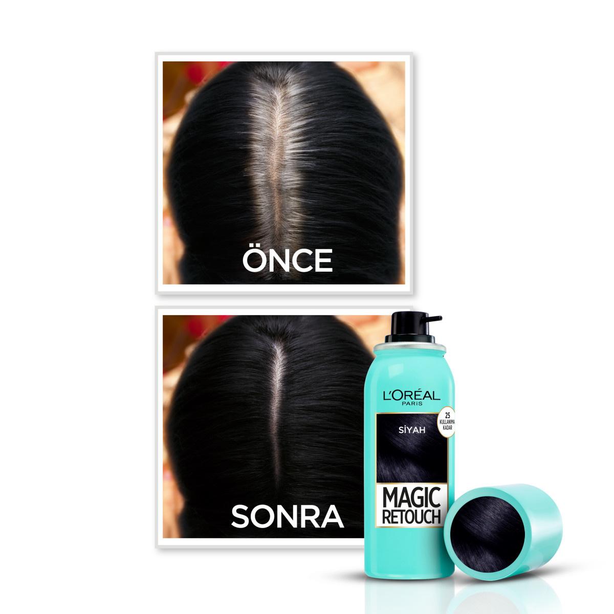 loreal-paris-magic-retouch-black-spray, loreal-paris-magic-retouch-spray-application L'Oreal Paris Magic Retouch Instant Grey Coverage Spray - Perfect for Black Hair 2.54 fl. oz. L'Oreal Paris Magic Retouch Black Spray - Instant Grey Coverage loreal-paris, magic-retouch, grey-hair-spray, instant-grey-coverage, black-hair-spray, hair-care, hair-color, cosmetic-spray, ai-generated, quick-touch-up