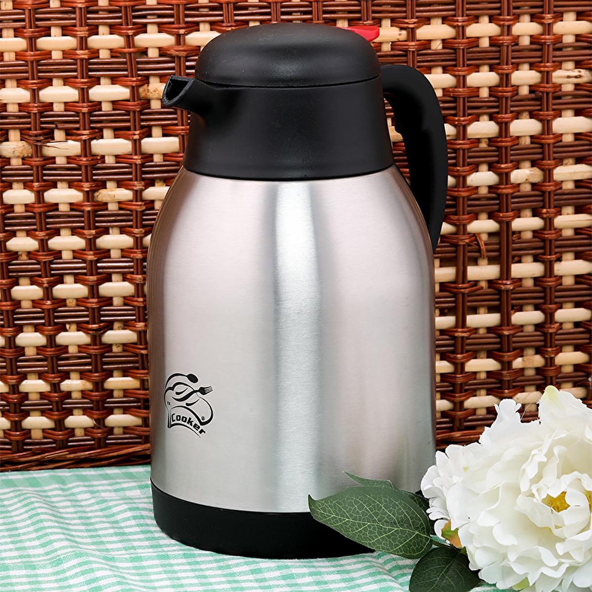 Cooker Stainless Steel Thermos 2L - Insulated Flask for Hot & Cold Drinks, Durable & Long-Lasting Cooker 2L Stainless Steel Thermos - Hot & Cold Drinks stainless steel thermos, insulated flask, double-walled thermos, hot and cold drinks container, durable thermos, outdoor gear, camping equipment, picnic essentials, office accessories, eco-friendly products, temperature control, beverage container