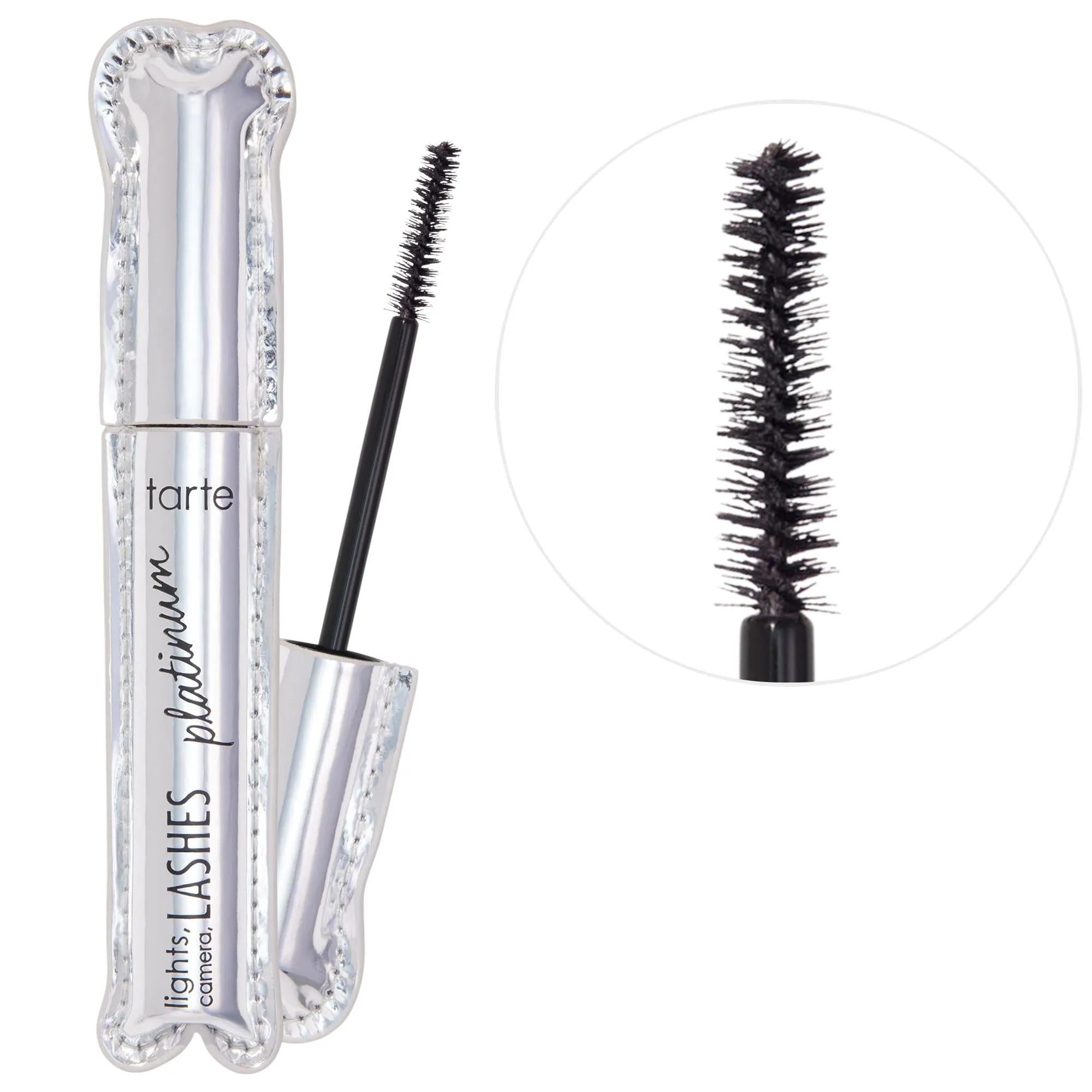 Lights, Camera, Lashes Volumizing Platinum Mascara - Long-Lasting, Smudge-Proof, Lash Serum Enriched Volumizing Platinum Mascara - Long-Lasting & Smudge-Proof volumizing mascara, lash serum mascara, long-wearing mascara, smudge-proof mascara, clean beauty cosmetics, beauty, eye makeup, mascara, volumizing, lengthening, curling, lash serum, biotin, peptides, nourishing oils, jojoba seed oil, vitamin E, paraben-free, formaldehyde-free, phthalate-free, long-lasting, smudge-proof, healthier lashes, beauty essen