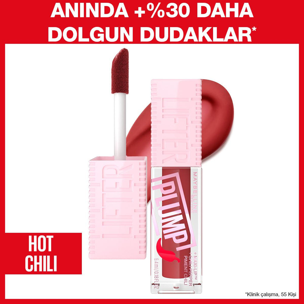 Maybelline New York Lifter Plump Dudak Parlatıcısı 006 Hot Chili - Instantly Plumps Lips, Long-Lasting Effect, - view 6