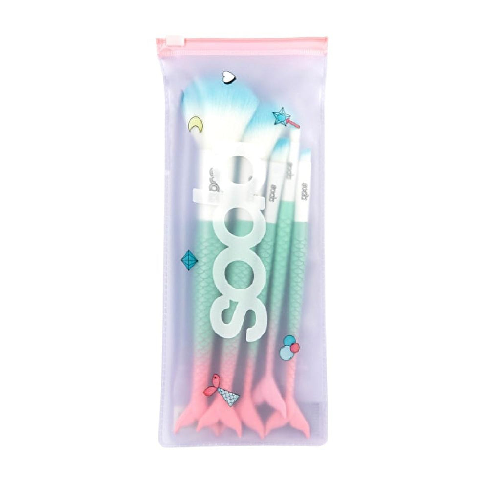 Soda Makeup Brush Set - 5 Piece Mermaid Tail Design for Travel & Daily Use - view 5