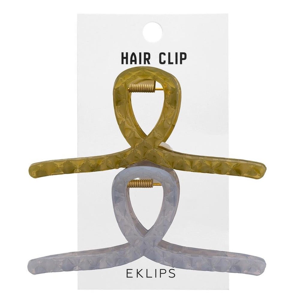 Eklips 2-Piece Frosted Bow Hair Clips in Green & Grey