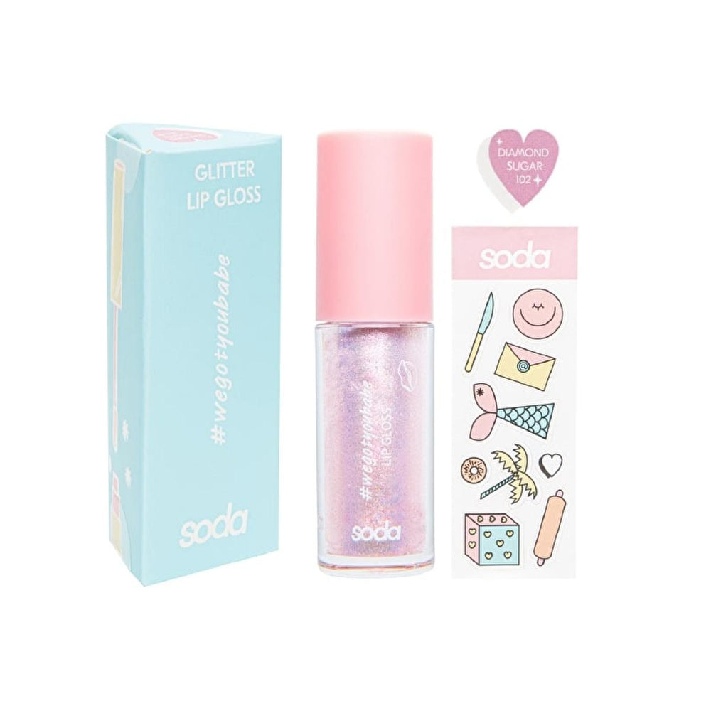SODA Glitter Lip Gloss - Long Lasting Shiny Lip Care for Women - Diamond Sugar - Lip Gloss