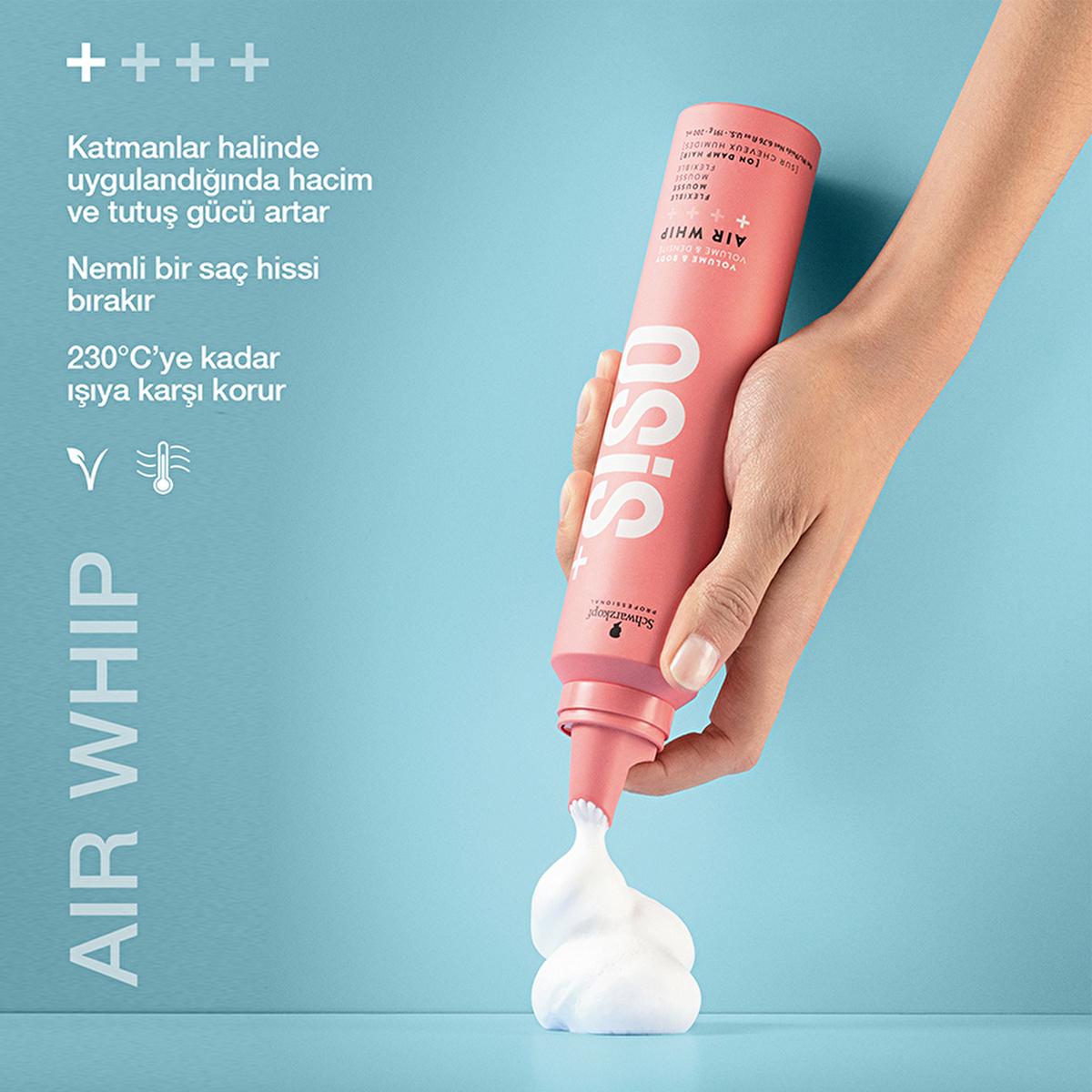 Osis Hair Styling Mousse - Air Whip 200ml - Flexible Hold, Heat Damage Protection Osis Air Whip Hair Mousse - Flexible Hold & Heat Protection Hair styling mousse, Volume and hold, Pre-blow-dry product, Heat damage protection, Flexible styling, Hair care, Styling products, Volume enhancer, Heat protectant, Hair mousse, Osis Air Whip, 200ml, Flexible hold, Lightweight hair product, Non-greasy hair product